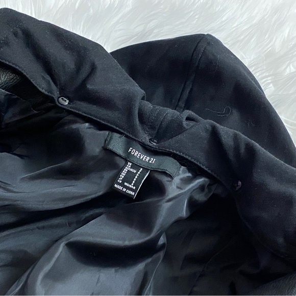 NWOT Forever 21 Faux Leather Jacket with Removable Hood Size S - Picture 2 of 6